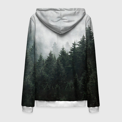 Мужская толстовка на молнии Туманный хвойный лес / 3D-Белый – фото 2
