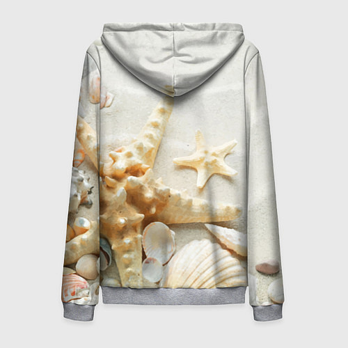 Мужская толстовка на молнии Морские звёзды и ракушки на океанском берегу / 3D-Меланж – фото 2
