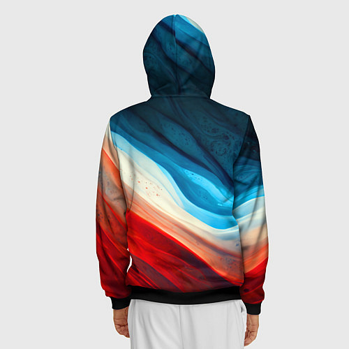 Мужская толстовка на молнии Неоновые яркие волны / 3D-Черный – фото 4