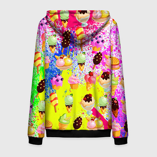 Мужская толстовка на молнии Вкусные Мороженки / 3D-Черный – фото 2