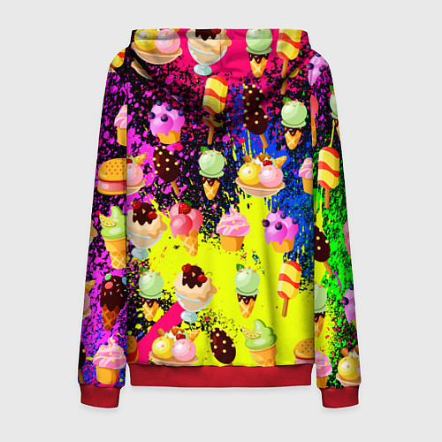 Мужская толстовка на молнии Мороженки Вкуснятина / 3D-Красный – фото 2