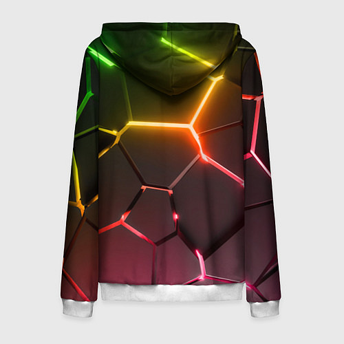 Мужская толстовка на молнии Неоновые радужные плиты / 3D-Белый – фото 2