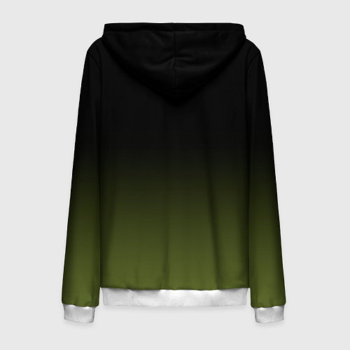 Мужская толстовка на молнии Черный и хвойный зеленый градиент / 3D-Белый – фото 2