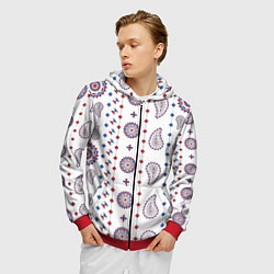 Толстовка 3D на молнии мужская Узор из мандал с огурцами, цвет: 3D-красный — фото 2