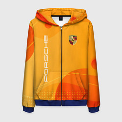 Мужская толстовка на молнии Porsche Жёлтая абстракция