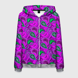 Толстовка 3D на молнии мужская Turkish cucumber raspberry and green background, цвет: 3D-меланж