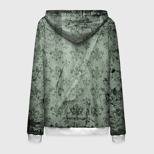 Мужская толстовка на молнии Старая затёртая мешковина с принтом / 3D-Белый – фото 2