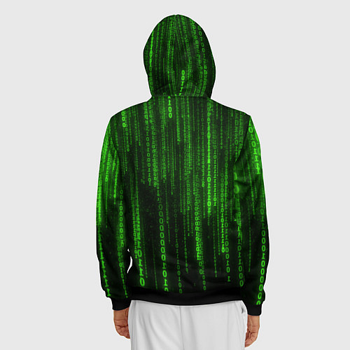 Мужская толстовка на молнии Двоичный код зеленый / 3D-Черный – фото 4