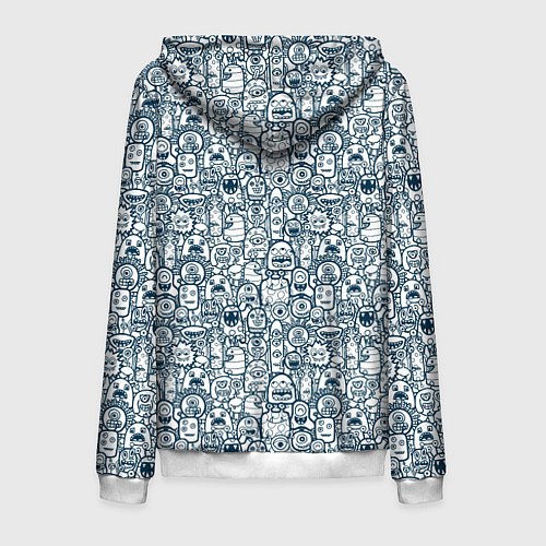 Мужская толстовка на молнии Монстрики с антенками / 3D-Белый – фото 2