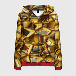 Толстовка 3D на молнии мужская Золотые камни, цвет: 3D-красный