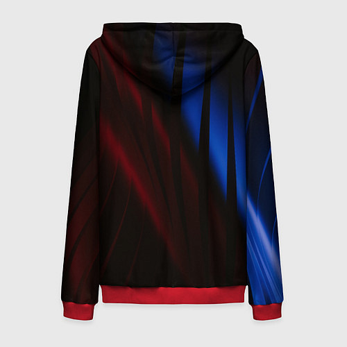 Мужская толстовка на молнии Иллюзорные синие и красные линии во тьме / 3D-Красный – фото 2