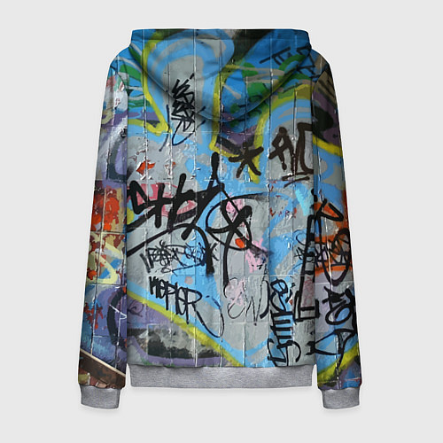 Мужская толстовка на молнии Целящийся из рогатки Барт Симпсон на фоне граффити / 3D-Меланж – фото 2