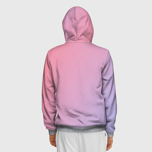 Мужская толстовка на молнии Градиент - розовая пастель / 3D-Меланж – фото 4