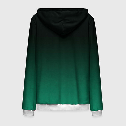 Мужская толстовка на молнии Черный и бирюзово - зеленый, текстурированный под / 3D-Белый – фото 2