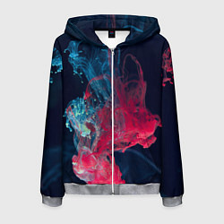Толстовка 3D на молнии мужская Полёт красок во тьме, цвет: 3D-меланж