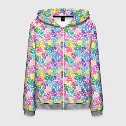 Толстовка 3D на молнии мужская Череп и сердца, цвет: 3D-меланж