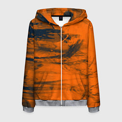 Толстовка 3D на молнии мужская Абстрактная оранжевая поверхность и чёрные тени, цвет: 3D-меланж