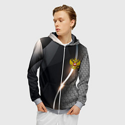 Толстовка 3D на молнии мужская Герб РФ киберпанк, цвет: 3D-меланж — фото 2