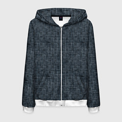 Толстовка 3D на молнии мужская Черно-синий текстурированный в елочку, под джинсу, цвет: 3D-белый