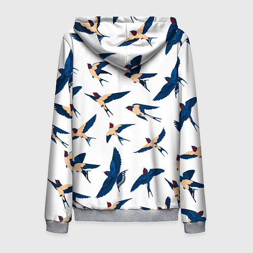 Мужская толстовка на молнии Ласточки парят в небе / 3D-Меланж – фото 2