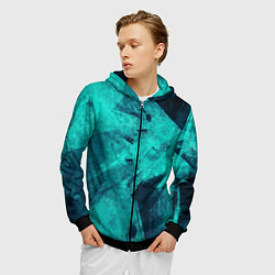 Толстовка 3D на молнии мужская Текстура малахита, цвет: 3D-черный — фото 2