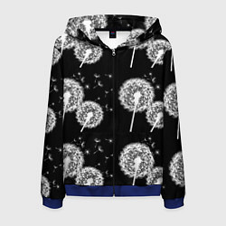 Толстовка 3D на молнии мужская Одуванчики - паттерн, цвет: 3D-синий