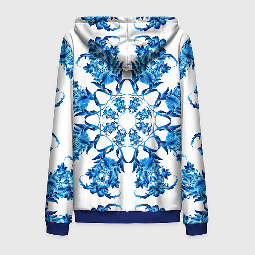 Мужская толстовка на молнии Гжель синий цветок / 3D-Синий – фото 2