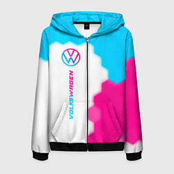 Мужская толстовка на молнии Volkswagen neon gradient style: по-вертикали