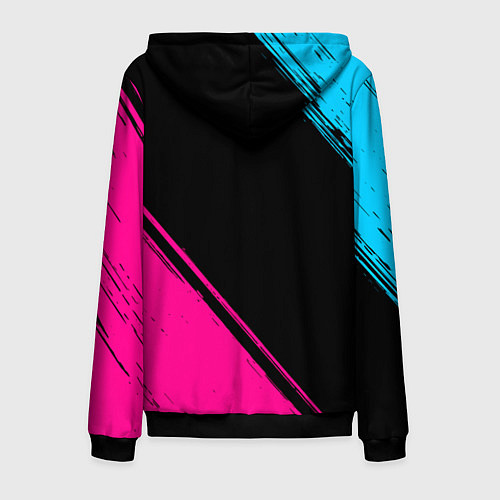 Мужская толстовка на молнии Bring Me the Horizon - neon gradient: надпись, сим / 3D-Черный – фото 2