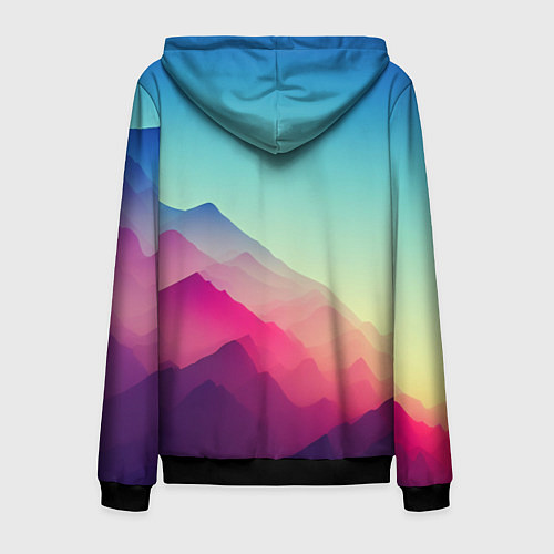 Мужская толстовка на молнии Горный пейзаж в пастельных тонах / 3D-Черный – фото 2