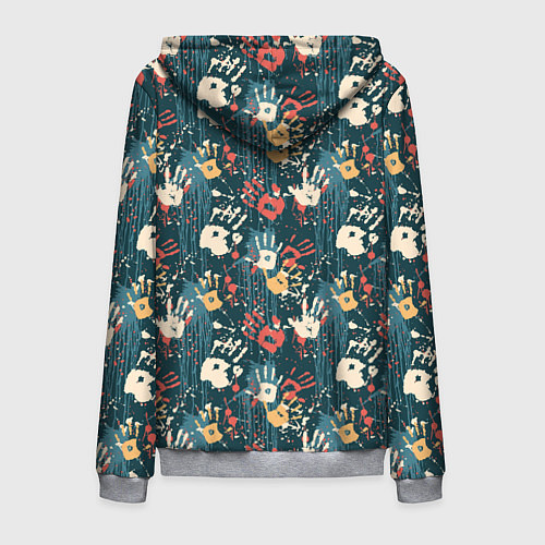 Мужская толстовка на молнии Отпечатки рук граффити / 3D-Меланж – фото 2