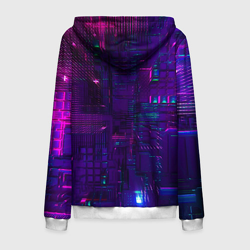 Мужская толстовка на молнии Матричная вселенная неон / 3D-Белый – фото 2