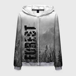 Толстовка 3D на молнии мужская Gray Forest, цвет: 3D-меланж
