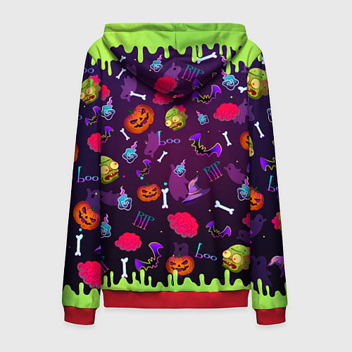 Мужская толстовка на молнии RIP halloween / 3D-Красный – фото 2