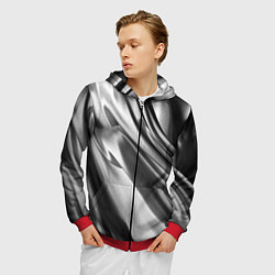 Толстовка 3D на молнии мужская Объёмный сатин - текстура, цвет: 3D-красный — фото 2