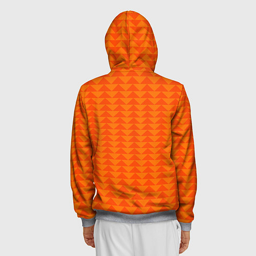 Мужская толстовка на молнии Геометрия - оранжевые фигуры / 3D-Меланж – фото 4