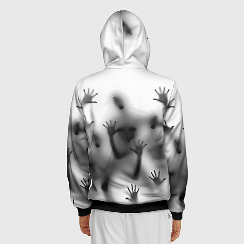 Мужская толстовка на молнии Bodies inside behind a white wall / 3D-Черный – фото 4