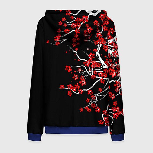 Мужская толстовка на молнии Сакура в цвету / 3D-Синий – фото 2