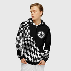 Толстовка 3D на молнии мужская Yamaha racing flag, цвет: 3D-черный — фото 2