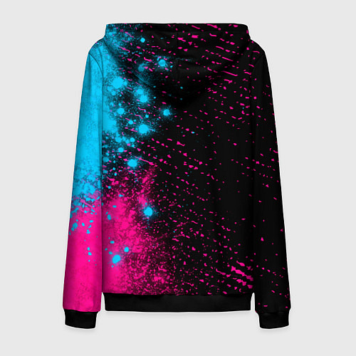 Мужская толстовка на молнии Juventus - neon gradient: по-вертикали / 3D-Черный – фото 2