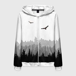 Мужская толстовка на молнии Птицы над лесом