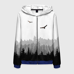 Мужская толстовка на молнии Птицы над лесом