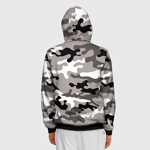 Мужская толстовка на молнии Камуфляж Urban крупный / 3D-Черный – фото 4