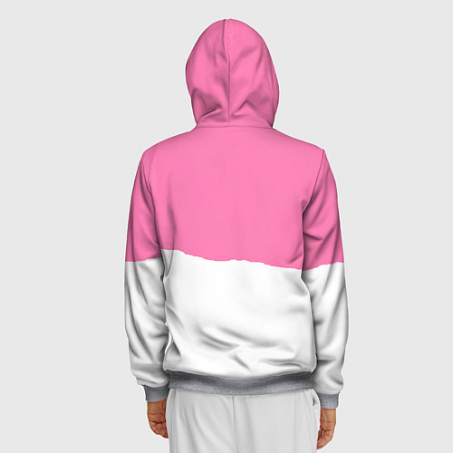 Мужская толстовка на молнии Stray Kids pink and white / 3D-Меланж – фото 4