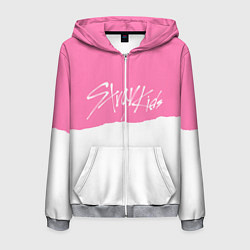 Толстовка 3D на молнии мужская Stray Kids pink and white, цвет: 3D-меланж