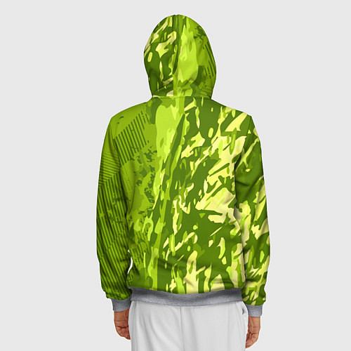Мужская толстовка на молнии Зеленый абстрактный камуфляж / 3D-Меланж – фото 4