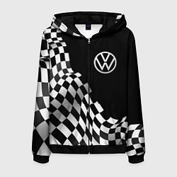 Толстовка 3D на молнии мужская Volkswagen racing flag, цвет: 3D-черный