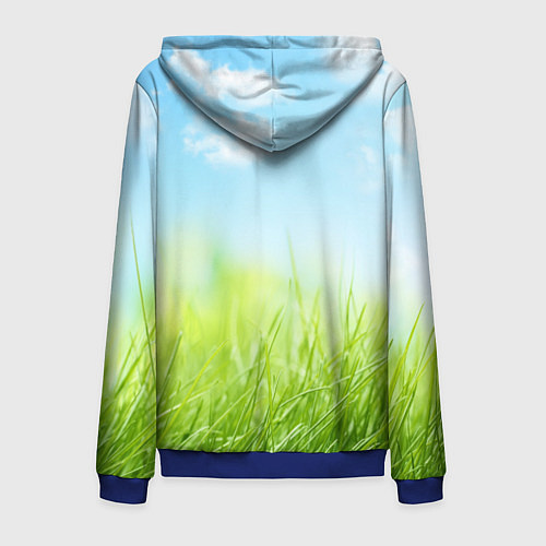 Мужская толстовка на молнии Зелень и небо / 3D-Синий – фото 2