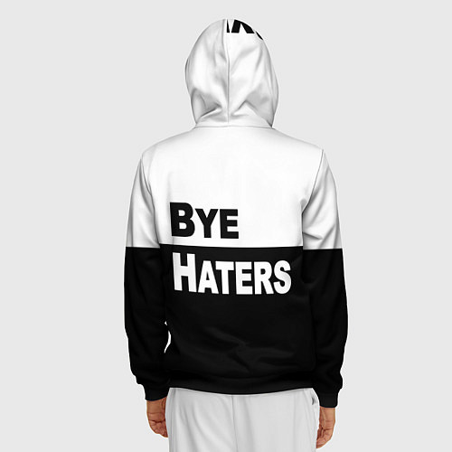 Мужская толстовка на молнии Hi haters - Bye haters / 3D-Черный – фото 4