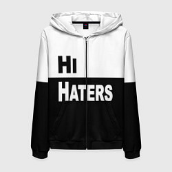 Толстовка 3D на молнии мужская Hi haters - Bye haters, цвет: 3D-черный